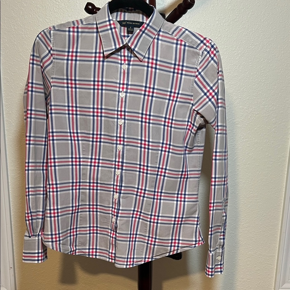 Brooks Brothers Women's Plaid Button Down Shirt - Red, Blue, and Gray